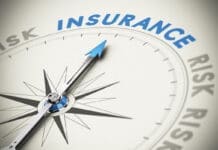 Compass with needle pointing north to "insurance"