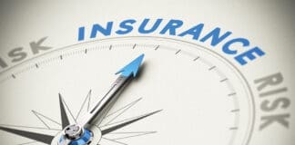 Compass with needle pointing north to "insurance"