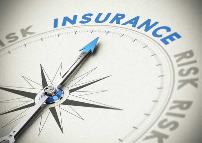 Compass with needle pointing north to "insurance" Compass with needle pointing north to "insurance"