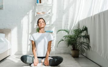 Woman in yoga position