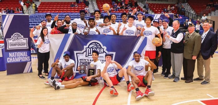 NWFSC MBB Team Championship Celebration Photo