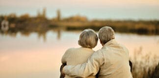Senior couple at lake