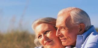 senior couple on beach