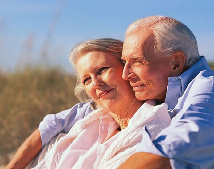 senior couple on beach senior couple on beach