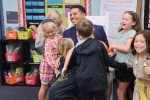 Superintendent Marcus Chambers and kids