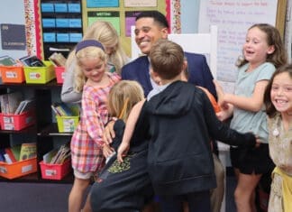 Superintendent Marcus Chambers and kids