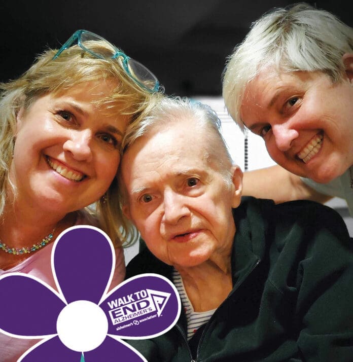 Alzheimers Walk Michelle-LeClere-Ferreira-left-Jeanne-Francis-LeClere-center-Lisa-LeClere-right