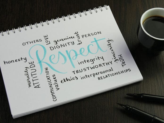 RESPECT and related terms handwritten in notebook RESPECT and related terms handwritten in notebook