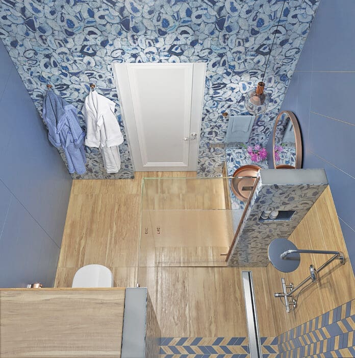 Master bathroom design ideas, 3D render Contemporary combined bathroom styling ideas