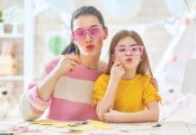 Mother and daughter with glasses