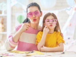 Mother and daughter with glasses