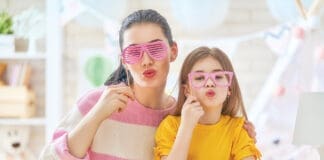 Mother and daughter with glasses