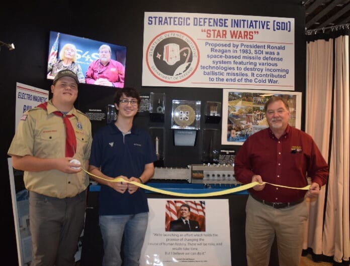 Museum indoor rail gun ribbon cutting Museum indoor rail gun ribbon cutting